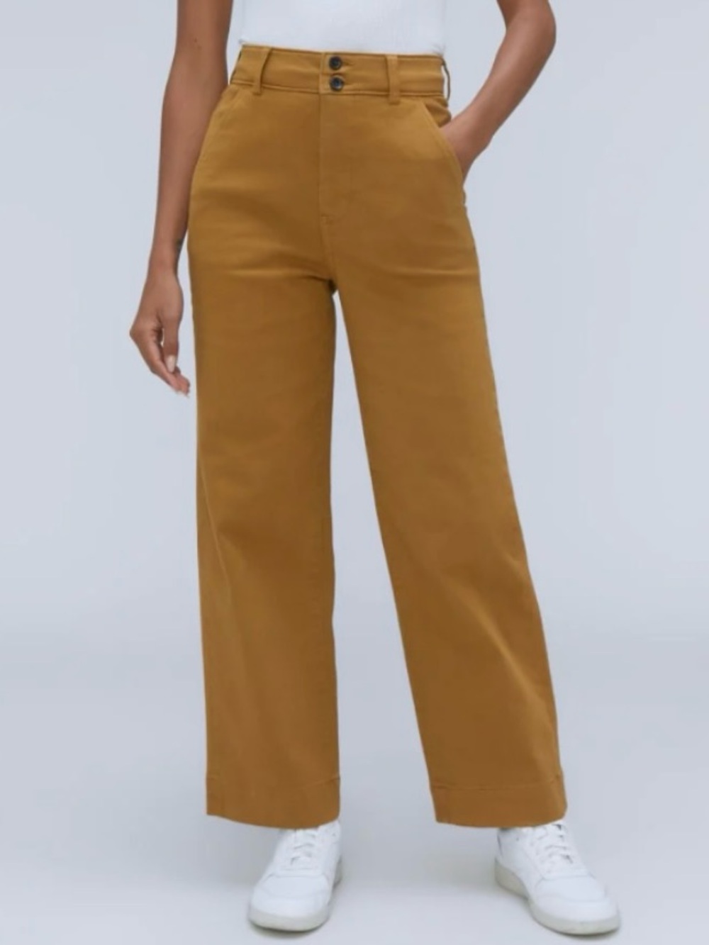 Everlane The Wide-Leg Chino Pants Classic Khaki Tan High Rise Women’s Sz 14 New